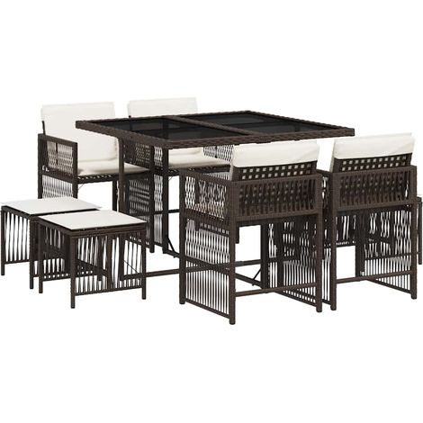Maison Exclusive - Set comedor para jardín 9 pzas y cojines ratán (1/5)