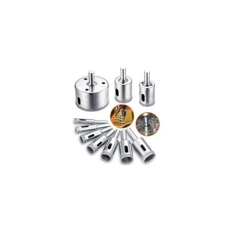 Foret diamanté, Scie-cloche Lot d'accessoires de forets pour verre/carrelage/céramique/marbre/porcelaine de coupe, embouts pour carottier Cutter avec EN acier inoxydable Carbone 8-50 mm 10 pièces（8/10 (1/5)