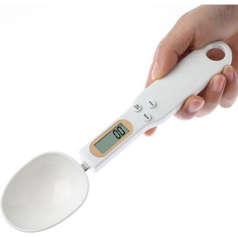 Cuillère doseuse électronique blanche, compacte, sensible et de haute précision, avec cuillère doseuse détachable pour la pâtisserie.