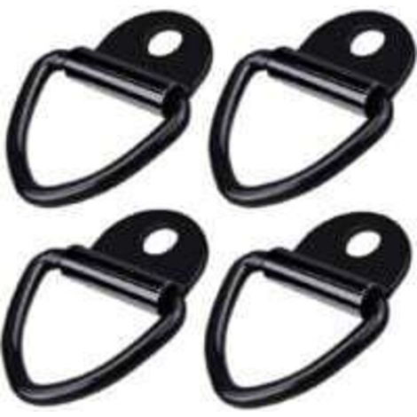 Lot de 4 Anneaux de Fixation en D - en Acier Inoxydable Robuste - pour remorques, camions, Roues, Bateaux - Noir (1/5)