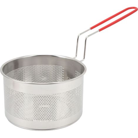 Panier à friture rond en acier inoxydable 304 avec poignée, idéal pour les frites, les rondelles d'oignon, le poulet, les pâtes, petit modèle de 16 cm. (1/4)