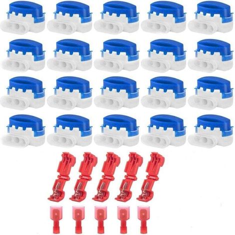 Paquete de 30 conectores de cable/conectores de derivación en forma de T, conectores eléctricos impermeables rellenos de gel, no requieren pelado, terminales de conexión para jardín -Crezuo