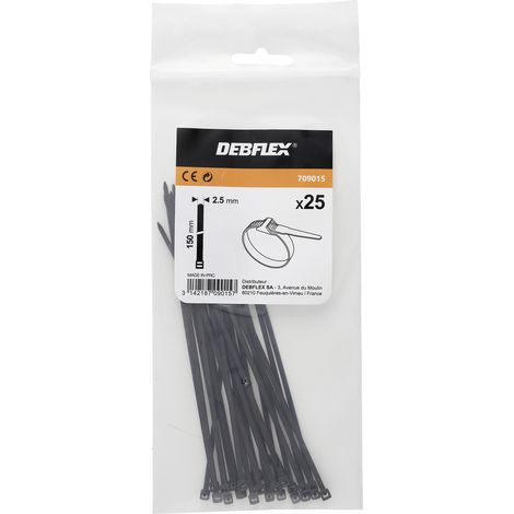 DEBFLEX - COLLIER AUTOBLOQUANT 2.5X150 MM NOIR SACHET DE 25 - 709015