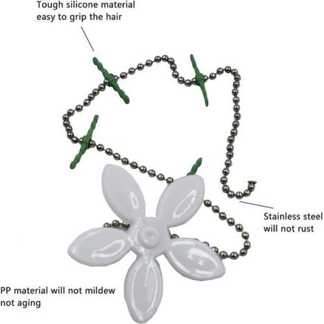 Filtre Cheveux - Chaînette 40 cm - Diamètre Fleur 6 cm - Pour Baignoire Douche Lavabo - Jetable - Lot de 10 (1/5)