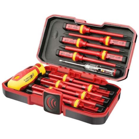 Schraubendreher-Set, 13-teilig, isoliertes Schraubendreher-Set, CR-V, Hochspannung, 1000 V, magnetisch, Kreuzschlitz, Schlitz, Torx, langlebiges Schraubendreher-Handwerkzeug, Elektriker-Reparatur-Werk