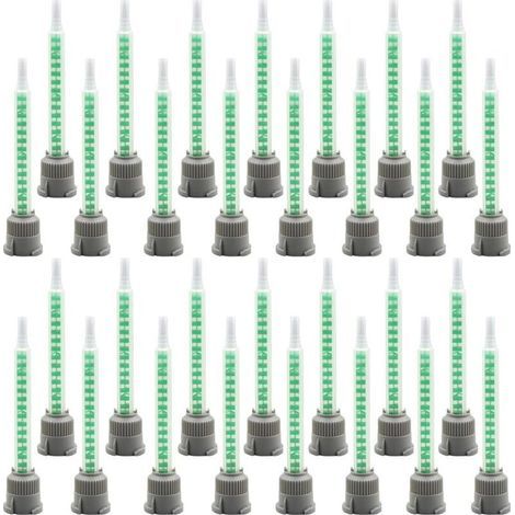 30 embouts de mélange statiques - Embout de mélange pour colle 2K - 1:1 - Tube mélangeur - Embouts de mélange - Colle plastique - Mélangeur statique pour colle plastique - Colle Bidir (1/4)