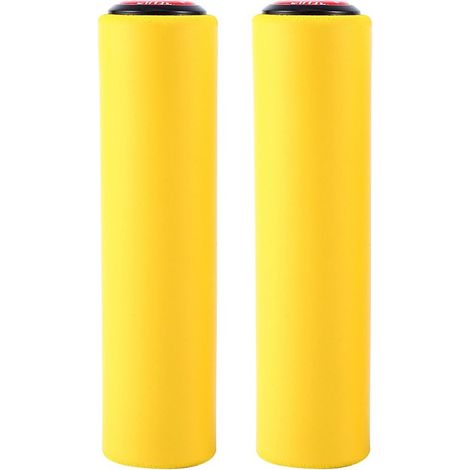 Paire de Poignées Silicone Haute Densité avec Bouchons pour Guidon Vélo 18mm (Jaune) (1/5)