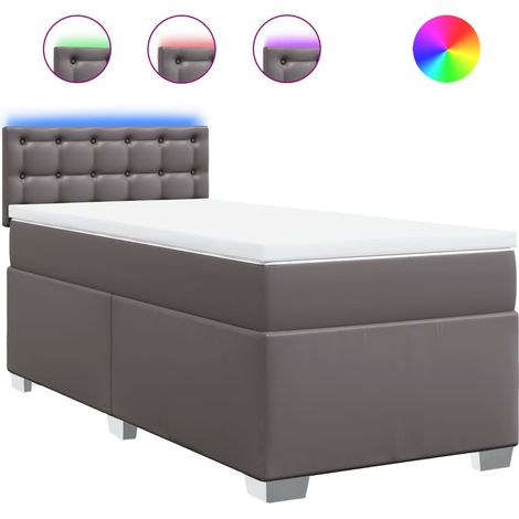 Maison Exclusive - Sommier à lattes de lit avec matelas Gris 90x190 cm Similicuir (1/5)