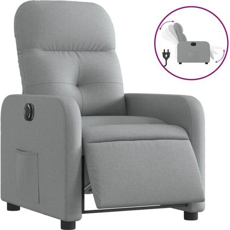 Fauteuil inclinable électrique en tissu gris clair (1/5)