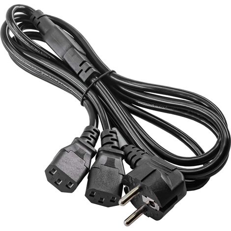 Cavo di alimentazione AKYGA ''Y'' AK-PC-04A splitter CCA CEE 7/7 / 2x IEC C13 1,8 m (1/3)