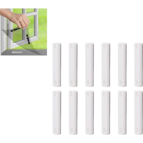12Pcs Autoadhésif aimant de fenêtre magnétique moustiquaire autocollants de fenêtre,Clips de fixation de fenêtre pour écran de mouche (blanc) (1/5)