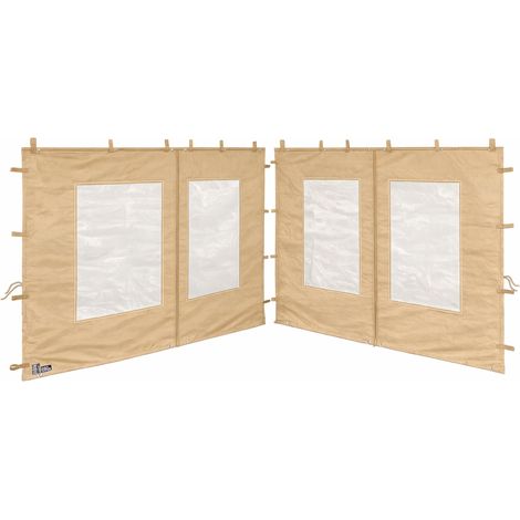 2 Seitenteile aus Polyester mit klarsicht Fenster 300x195cm für Pavillon 3x3m Seitenwand Beige wasserdicht