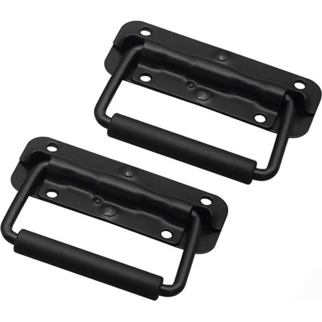 Asa plegable para caja con resorte, asa para caja de aviación, 110 mm/4,33", negra, dos piezas (1/5)
