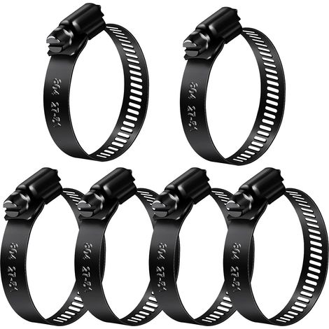 Collier de serrage inox diam.ext. 27-51 mm pour tuyaux 6 pcs noir Collier de serrage inox adaptés à la maison, au jardin, piscines ainsi qu’aux petits équipements domestiques. (1/5)