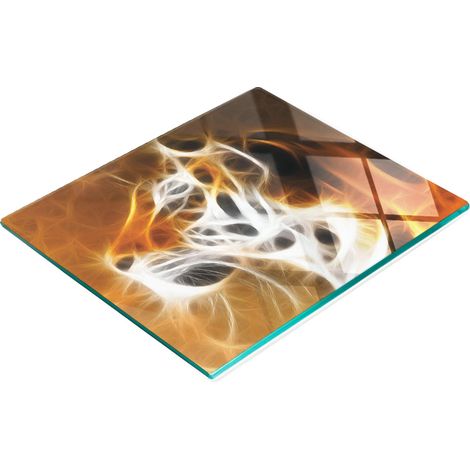 Tablero de vidrio decorativo multifuncional para cocina con cabeza de tigre, 60x52 cm.