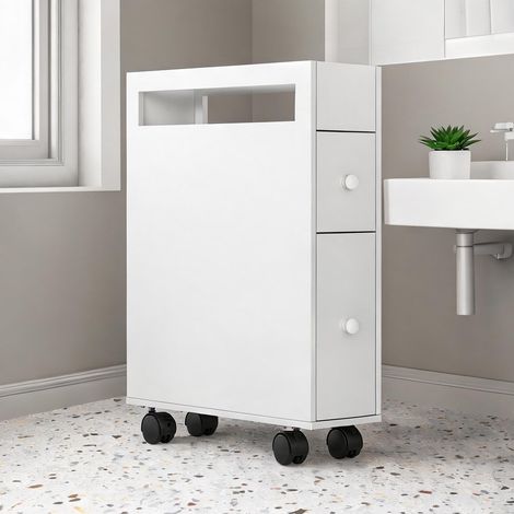 Armoire de rangement coloris blanc en MDF 16 x 49,5 x 66 cm (1/5)