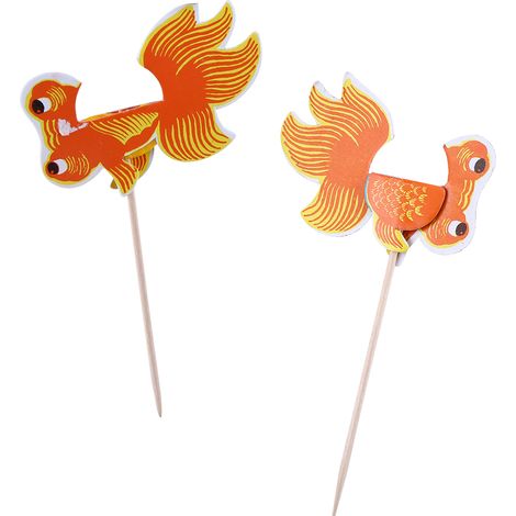 45 bâtonnets décoratifs multicolores poisson rouge pour boissons, fruits, gâteaux, bar, fête, club - 45 pièces (1/5)