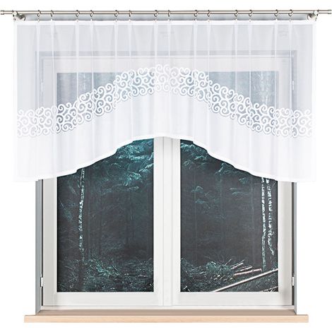 Daniela - Cortina jacquard confeccionada con abertura en la parte inferior - 250 x 90 cm - blanca (1/5)