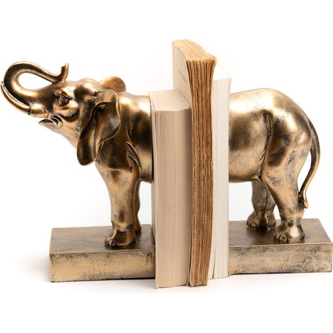 Serre Livre Éléphant en résine or (1/3)