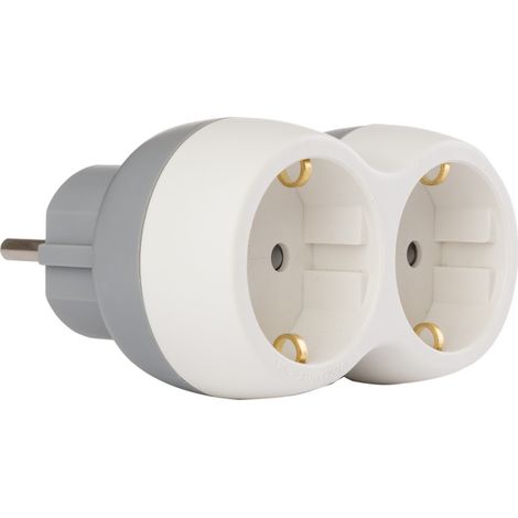 Biplite Schuko 16A Bolea - Blanc et Gris - Zenitech (1/4)