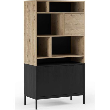 Librería md-Lidia acabado roble/negro, 170cm(alto) 90cm(ancho) 40cm(fondo) (1/5)