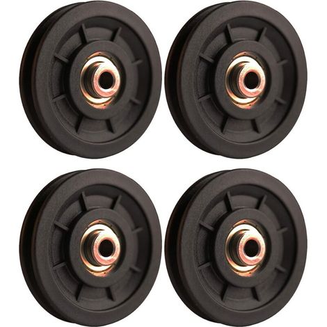 Accessoire de levage,4 pcs 110 mm Roulement Poulie Nylon, Poulie Musculation, Roue Universelle pour câble Machine Gym équipement Porte de Garage (1/4)