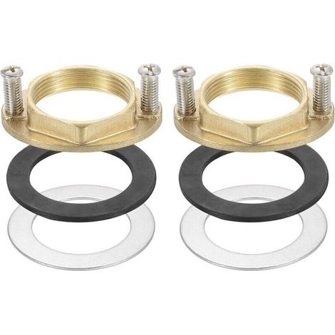 2 Ensembles d'Écrous de Blocage Hexagonaux à Filetage Femelle 1-1/4 Pouce (31 mm) en Laiton avec Joint, Ensemble d'Outils de Fixation de Robinet pour Évier de Cuisine (Ovale) (1/4)