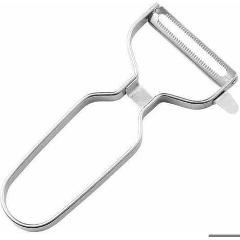 Éplucheur, éplucheur à pommes de terre, lame oscillante, ultra-tranchant, éplucheur à lame dentelée, manche en métal, manche unique (1/5)