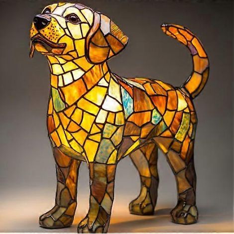 Lampe Chien Série Chien Veilleuse Art Résine Décoration Canine Bureau Accent Décoration Intérieure ( F )