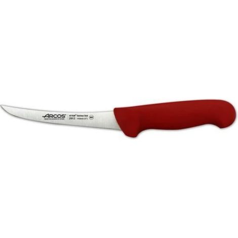 Couteau À Désosser Semi-flexible - Lame Acier Inoxydable Nitrum 14 cm - Poignée Polypropylène Rouge Ergonomique - Pour Boucherie Cuisine Professionnelle - 1 Pièce