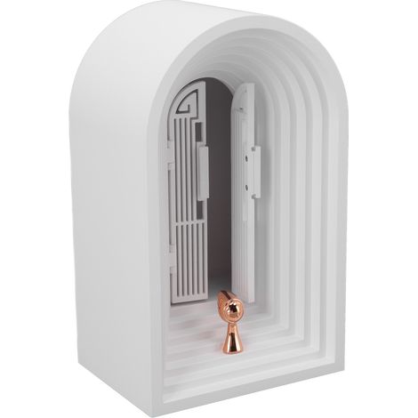 Enceinte LED créative nordique rechargeable par USB, veilleuse d'ambiance Bluetooth, lampe de table de chambre, lampe d'arche, lampe de porte style château, blanche (1/5)