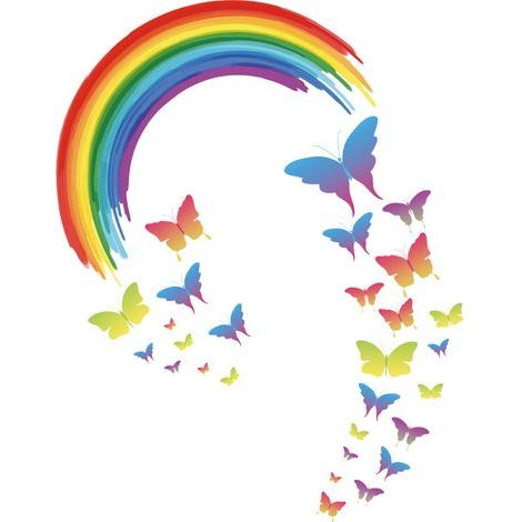 Stickers muraux arc-en-ciel, papillons et nuages pour chambre d'enfant
