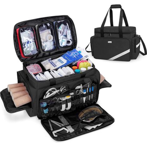 Notfalltasche leer mit Trennwänden, wasserdicht, reflektierend, schwarz