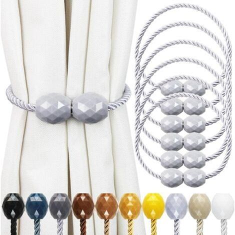 Strong Grey Magnetic Curtain Tiebacks, Set of 6, Decorative Tiebacks for Outdoor Curtains (1/5)