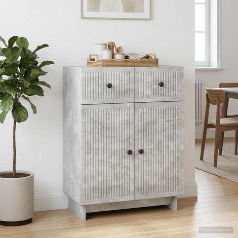 Buffet gris béton 66 x 34,5 x 90 cm avec tiroir et 2 portes en bois d’ingénierie - PANGIVO (1/5)