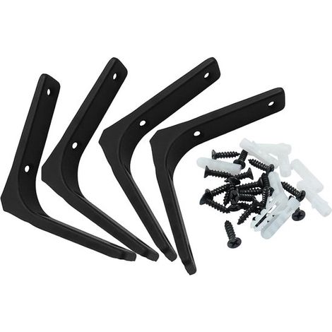 Soporte resistente de 10 x 10 cm, escuadras negras, soportes de pared de 90 grados, pequeño soporte para estantes de madera, decoración (1/4)