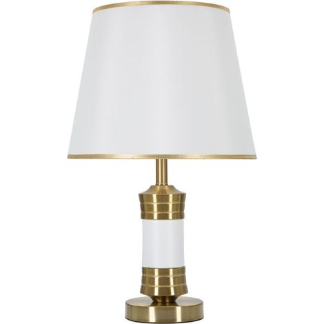 Lampe à Poser en Métal "Whity" 52cm Blanc & Or (1/5)
