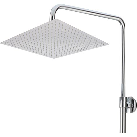 Pommeau de douche 40 cm - Tête de douche carrée en acier inoxydable, pivotante 360°, buses en caoutchouc, filetage universel 3/4'' (1/5)
