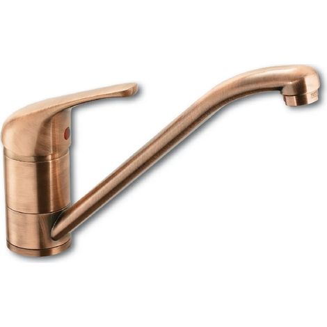 Grifo mezclador de cocina con caño giratorio de cobre antiguo