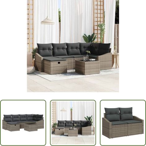Poly-Rattan - Sofa Set mit Kissen 7 pcs Poly-Rattan (1/5)