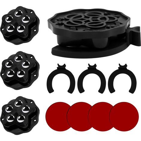 Set of 4 small ball-bearing transfer casters, self-adhesive furniture casters, 360° ball casters (black) (1/5)