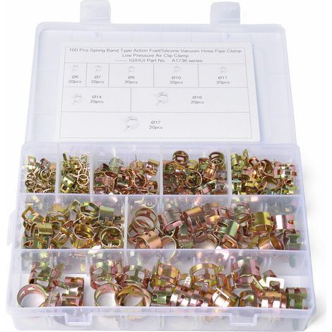royaluxe - 160 PCS lip à Ressort Tuyau Serre, Serre-joints à Tuyaux Colliers de Clip à Ressort Durite Essence Tuyau Serrage (1/4)