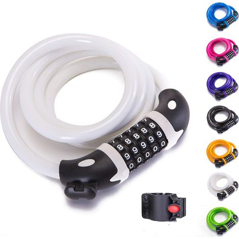 Cable Antivol - Serrure à Code 5 Chiffres - Pour Vélo VTT Trottinette Poussette - Fixation Murale Incluse - 210 cm × 6 mm (1/5)