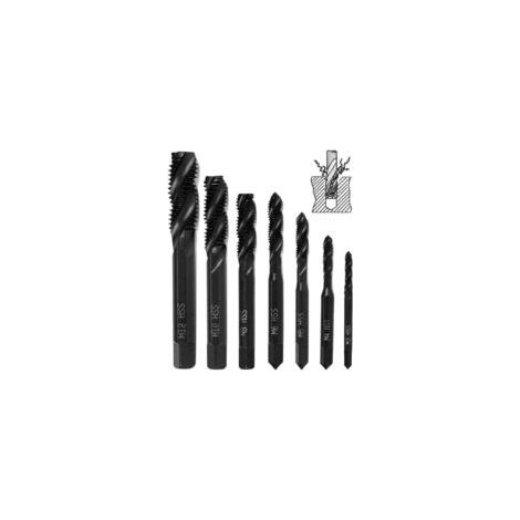 7-teiliges Nitrid-Gewindebohrer-Set, HSS 6542 Kegelschaft-Gewindebohrer für metrische Maschinengewinde M3 M4 M5 M6 M8 M10 M12 für Holzbohrer - - Crezuo (1/4)