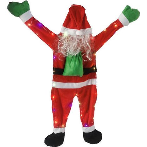 Décoration de Père Noël à suspendre, ornements de Noël, Père Noël grimpant à suspendre à l'extérieur et à l'intérieur 108x90x40c (1/5)