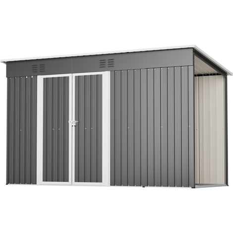 10x4 ft Metall-Gerätehaus mit Doppeltür & Belüftung, robustes Stahl-Gartenhaus (1/5)