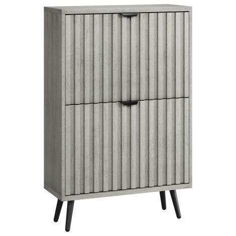 Shoe Cabinet, 2 Tilt-Out Drawers, 60 x 24 x 94 cm, Grey (1/5)