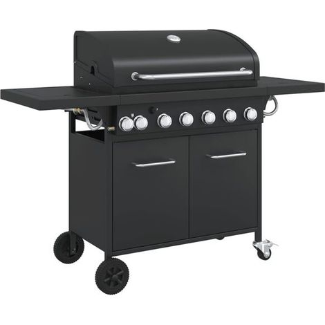 Barbecue à gaz à 7 brûleurs, acier revêtu de poudre noire (1/5)