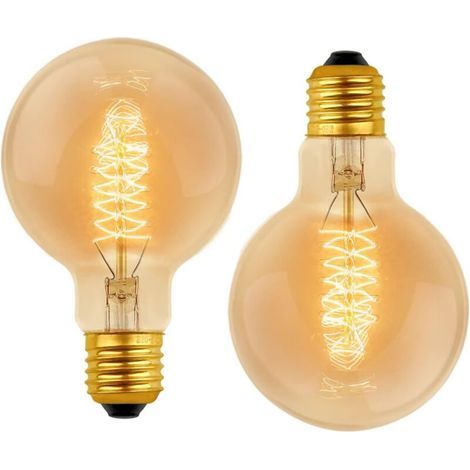 E27 Dimmbare Glühlampe mit dekorativem Glühfaden, 60 W – Warmweiß (2700 K) – 600 Lumen – Retro-Design mit bernsteinfarbenem Glas – 2er-Pack – 600 lm (1/5)