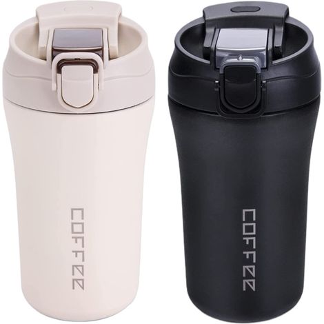 2 tasses isothermes étanches de 400 ml pour café, thé et autres boissons, gobelets de voiture avec couvercles et pailles, tasses isothermes réutilisables pour le café, tasses de voyage pour boissons c (1/5)